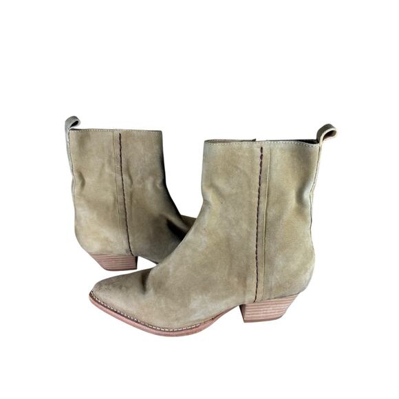 NEW Free People Bowers Suede Leather Embroidered Ankle Boots Tan 37 Pointed Toe - Picture 5 of 6